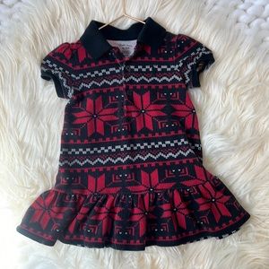 Polo Ralph Lauren Black Red Fair Isle Nordic Poinsettia Holiday Dress 9 months